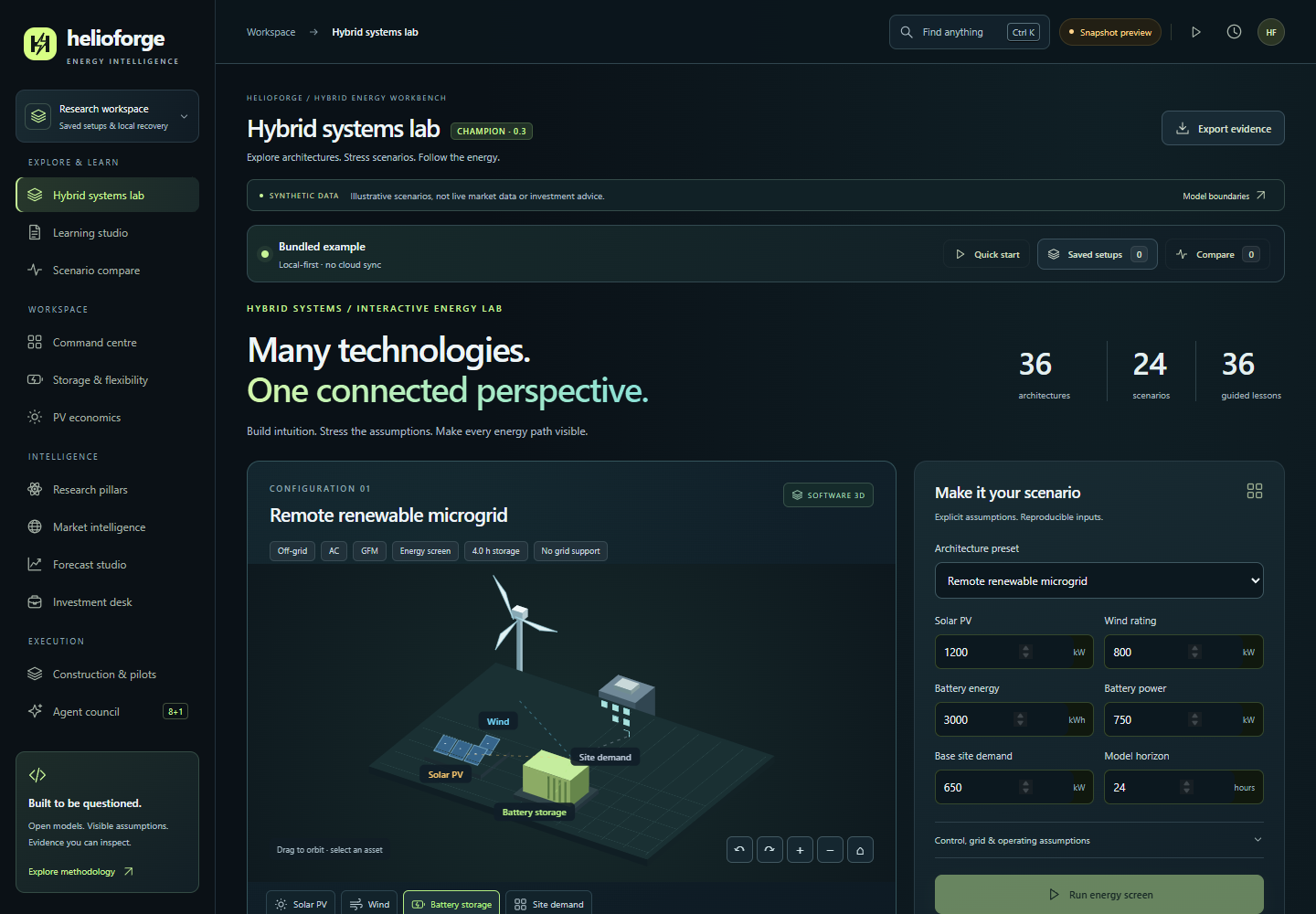 HelioForge’s actual hybrid-energy learning interface